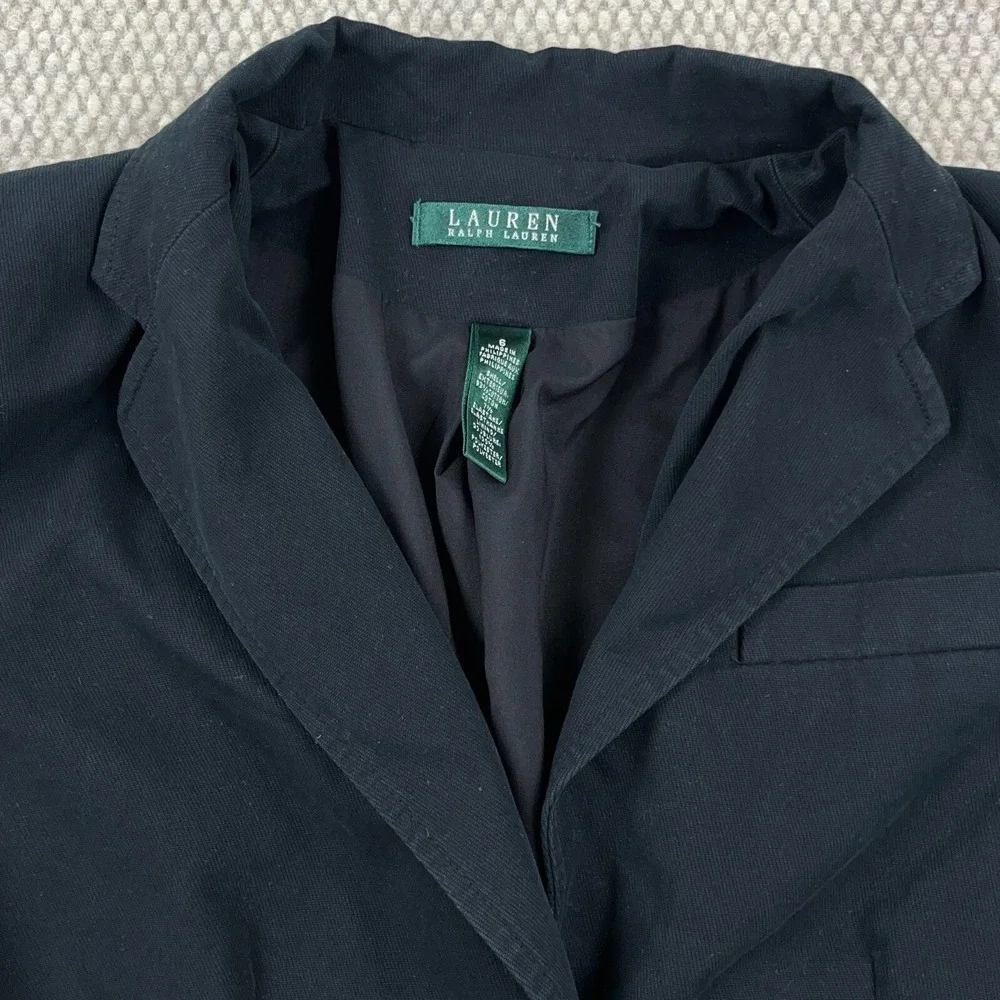 Lauren Ralph Lauren Blazer Women 6 Black Sports Coat Jacket Silver Metal Buttons